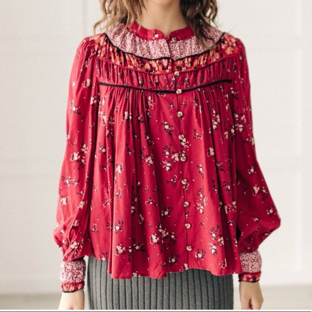 NWT Free People Paloma Printed Blouse
